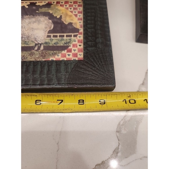 Lot Of 2 Vintage Primitive Country Farmhouse Wood Framed Prints Sheep Horse Doll - Picture 8 of 11